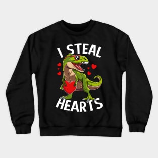 Dinosaur T Rex I Steal Heart Happy Valentines Day Gift Crewneck Sweatshirt